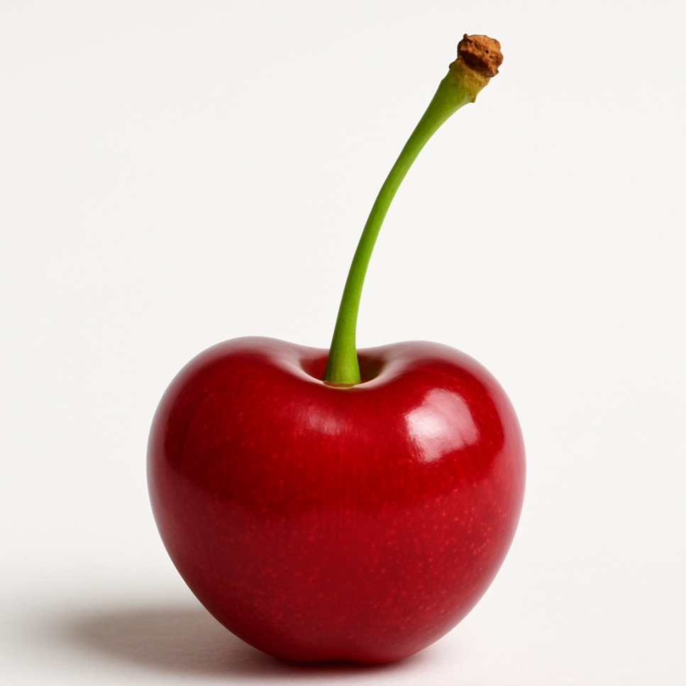 a cherry with a white background